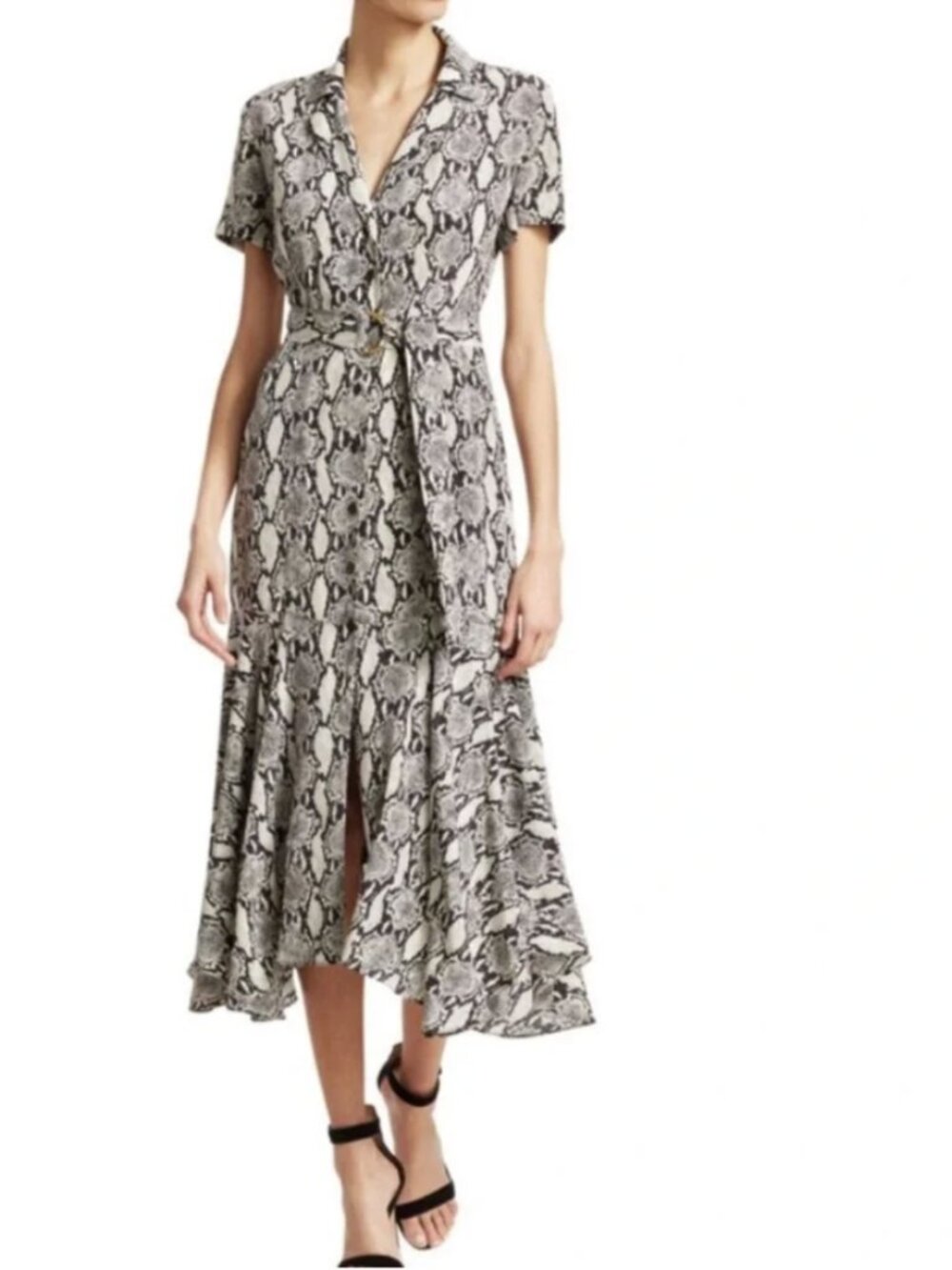 A.L.C Clarkson 100% silk snake print belted midi dress size 4
